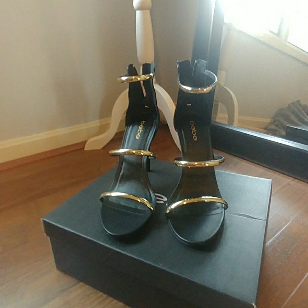 Black and Gold Stiletto Sandal